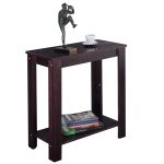 Espresso Wooden Sofa End Table Side Table