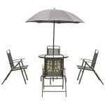 6 pcs Outdoor Patio Folding Round Table and Chair