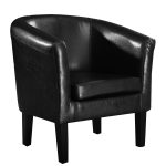 Modern PU Leather Barrel-shaped Arm Chair with Cushion