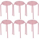 Set of 6 Stackable Round Metal Stools