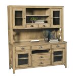 2 Piece Contemporary Light Brown Console and Hutch