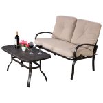 2 pcs Patio Outdoor Cushioned Coffee Table Seat