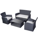 4 pcs Patio Wicker Rattan Seat Cushioned Set