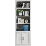 32 Inch Modern White Bookcase with Doors – Catalina