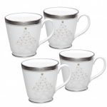 Noritake Crestwood Platinum Holiday Accent Mugs, 12 oz-Set of 4