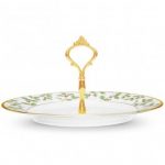 Noritake Holly and Berry Gold Handled Hostess Tray