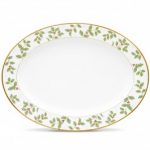 Noritake Holly and Berry Gold Platter-Oval, 14″