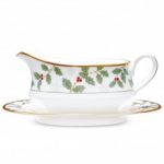 Noritake Holly and Berry Gold Gravy Boat w/Tray (2 Pc.), 13 oz.