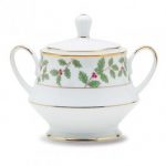 Noritake Holly and Berry Gold Sugar with Cover, 10 oz.