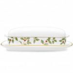 Noritake Holly and Berry Gold Covered Butter, 8″