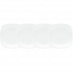 Noritake WoW Snow (White on White) Square Appetizer Plates-Set of 4, 6 1/2″