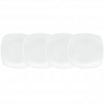Noritake WoW Swirl (White on White) Square Appetizer Plates-Set of 4, 6 1/2″