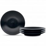 Noritake BoB Snow (Black on Black) Appetizer Plates-Set of 4, 6 1/2″