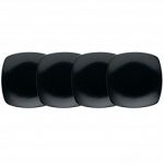 Noritake BoB Snow (Black on Black) Square Appetizer Plates-Set of 4, 6 1/2″