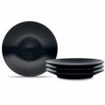 Noritake BoB Swirl (Black on Black) Appetizer Plates-Set of 4, 6 1/2″