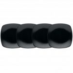 Noritake BoB Swirl (Black on Black) Square Appetizer Plates-Set of 4, 6 1/2″
