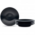 Noritake BoB Dune (Black on Black) Appetizer Plates-Set of 4, 6 1/2″