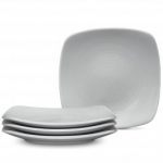 Noritake GoG Swirl (Grey on Grey) Square Appetizer Plates-Set of 4, 6 1/2″