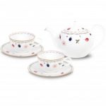 Noritake Portshore Tea for Two Set (Tea Pot 19 oz, 2 cups, 2 saucers)