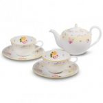 Noritake Jeune Fleur Tea for Two Set (Tea Pot 19 oz, 2 cups, 2 saucers)