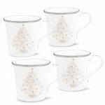 Noritake Palace Christmas Platinum Holiday Accent Mugs, Set of 4, 12 oz.