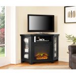 48 Inch Black Corner TV Stand with Fireplace