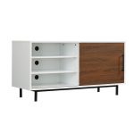 48 Inch Modern Two-Tone White and Oak TV Stand