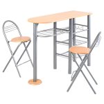 3 pcs Table and Chairs Dining Set with Shelves