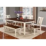 6 Piece Dining Set with Bench – Dover White and Cherry