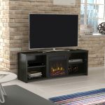60 Inch Black Walnut TV Stand with Fireplace