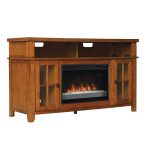 60 Inch Oak TV Stand with Fireplace