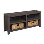 60 Inch Umber Brown TV Stand with Baskets