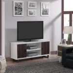 60 Inch White and Walnut TV Stand