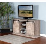 62 Inch Rustic Distressed Gray TV Stand