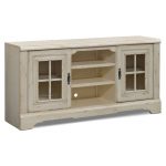 67 Inch Antique White TV Stand – Highland Manor