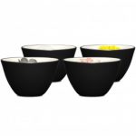 Noritake Colorwave Graphite Bowls-Floral Mini, Set of 4, 4″