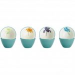 Noritake Colorwave Turquoise Bowls-Floral Mini, Set of 4, 4″