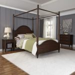 Aged Bourbon Queen Canopy Bed, Nightstand, Chest – Country Comfort
