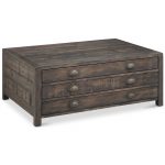 Aged and Distressed Brown Coffee Table – Vernon