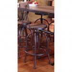 Antique Pine & Metal Adjustable Stool with Back