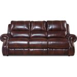 Auburn Leather-Match Manual Reclining Sofa – Nailhead