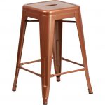 Backless Copper Metal Square Seat 24 Inch Counter Stool