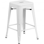 Backless White Metal Square Seat 24 Inch Counter Stool