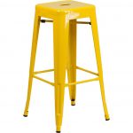 Backless Yellow Metal Square Seat 30 Inch Bartool