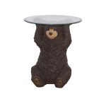 Barney Brown Bear Side Table with Glass Top