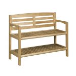 Birch Wood Large Bench with Back