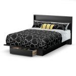 Black Full/Queen Platform Bed with Headboard – Holland