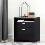 Black Nightstand with Drawers and Cord Catcher – Reevo