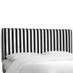 Black & White Stripe Upholstered Queen Size Headboard