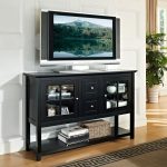Black Wood Table TV Stand